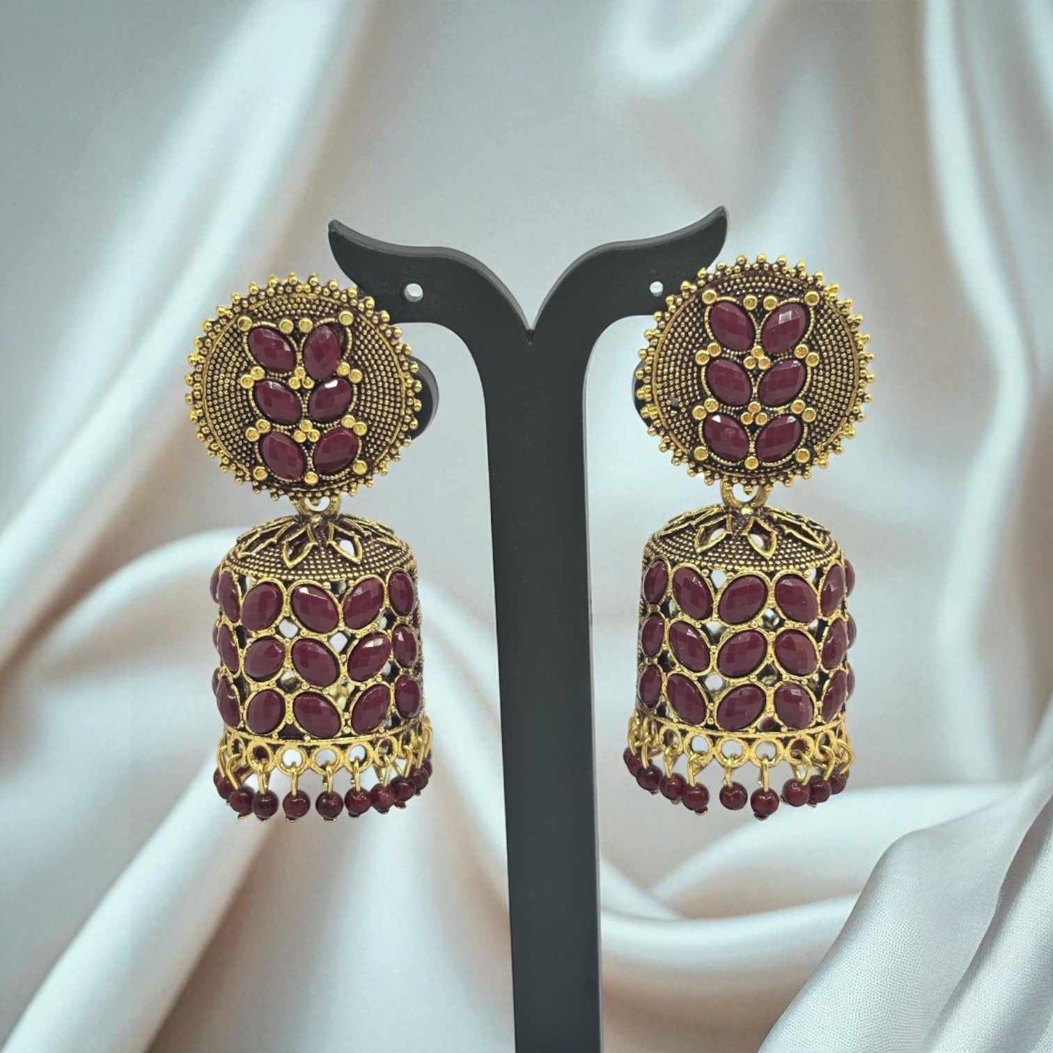 Kanak Kundan Red Jhumkas