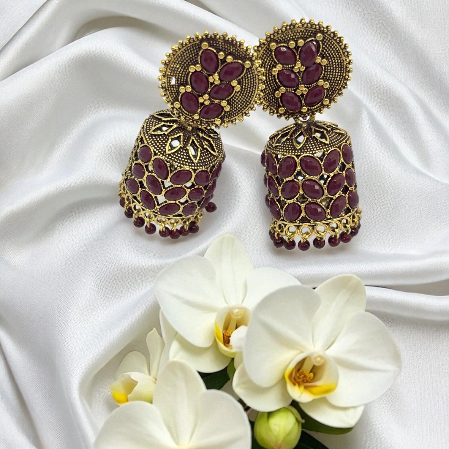 Kanak Kundan Red Jhumkas