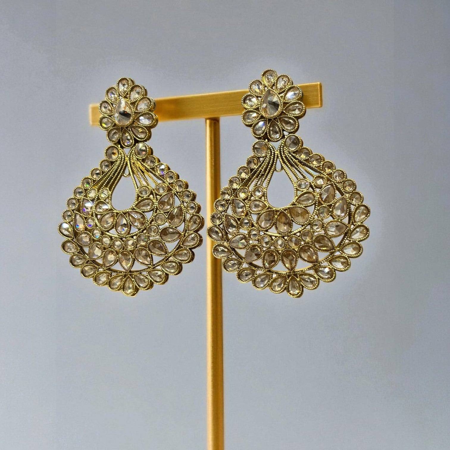 Nazakat Golden Kundan Earrings