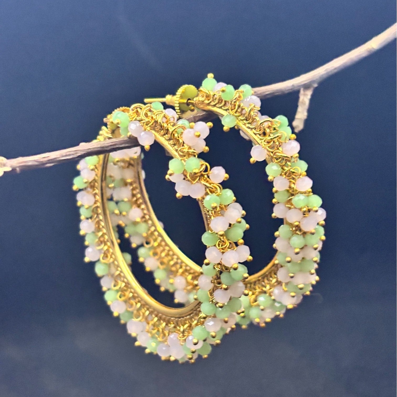 Phoolwari  Mint & Pink Colour Hoops
