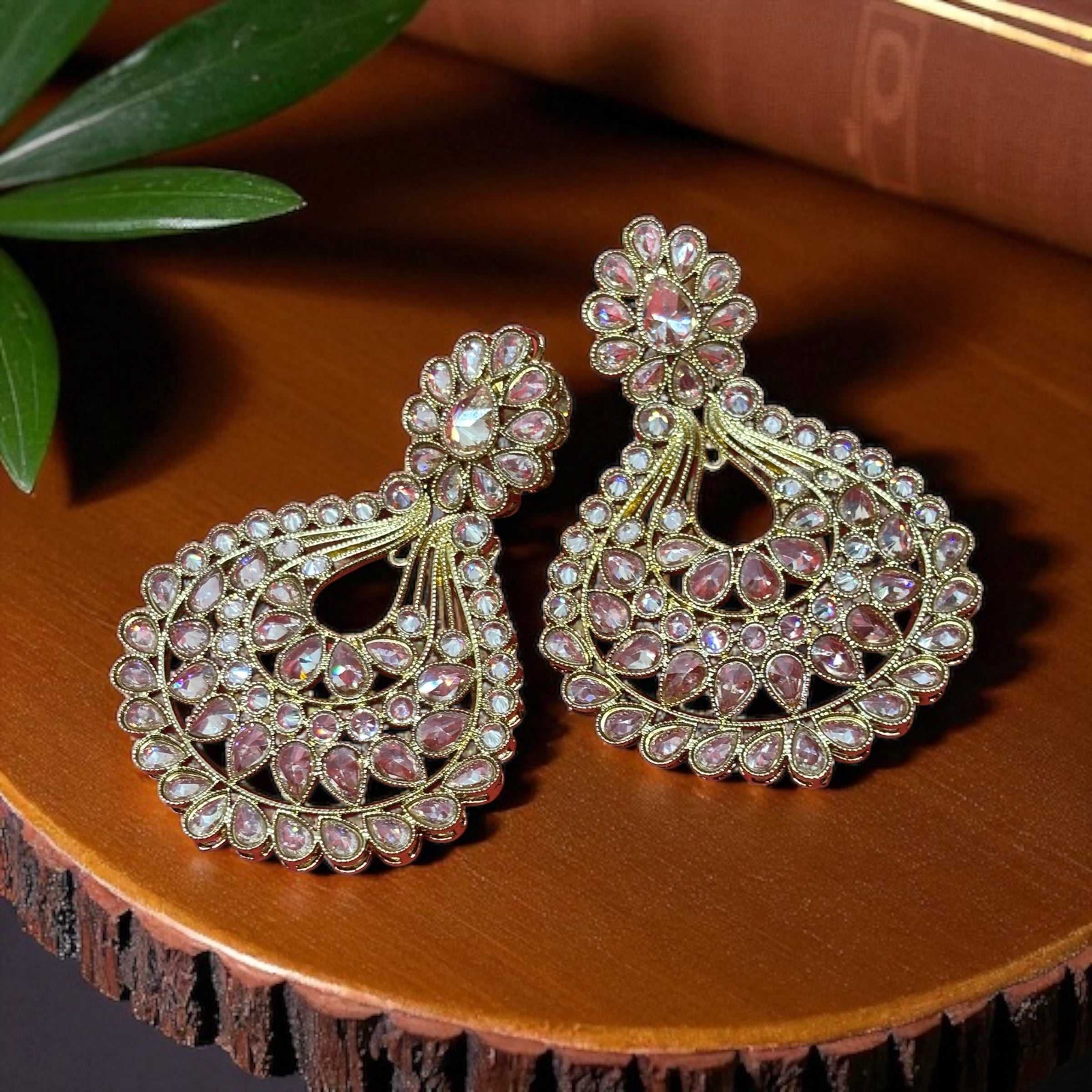 Nazakat Golden Kundan Earrings