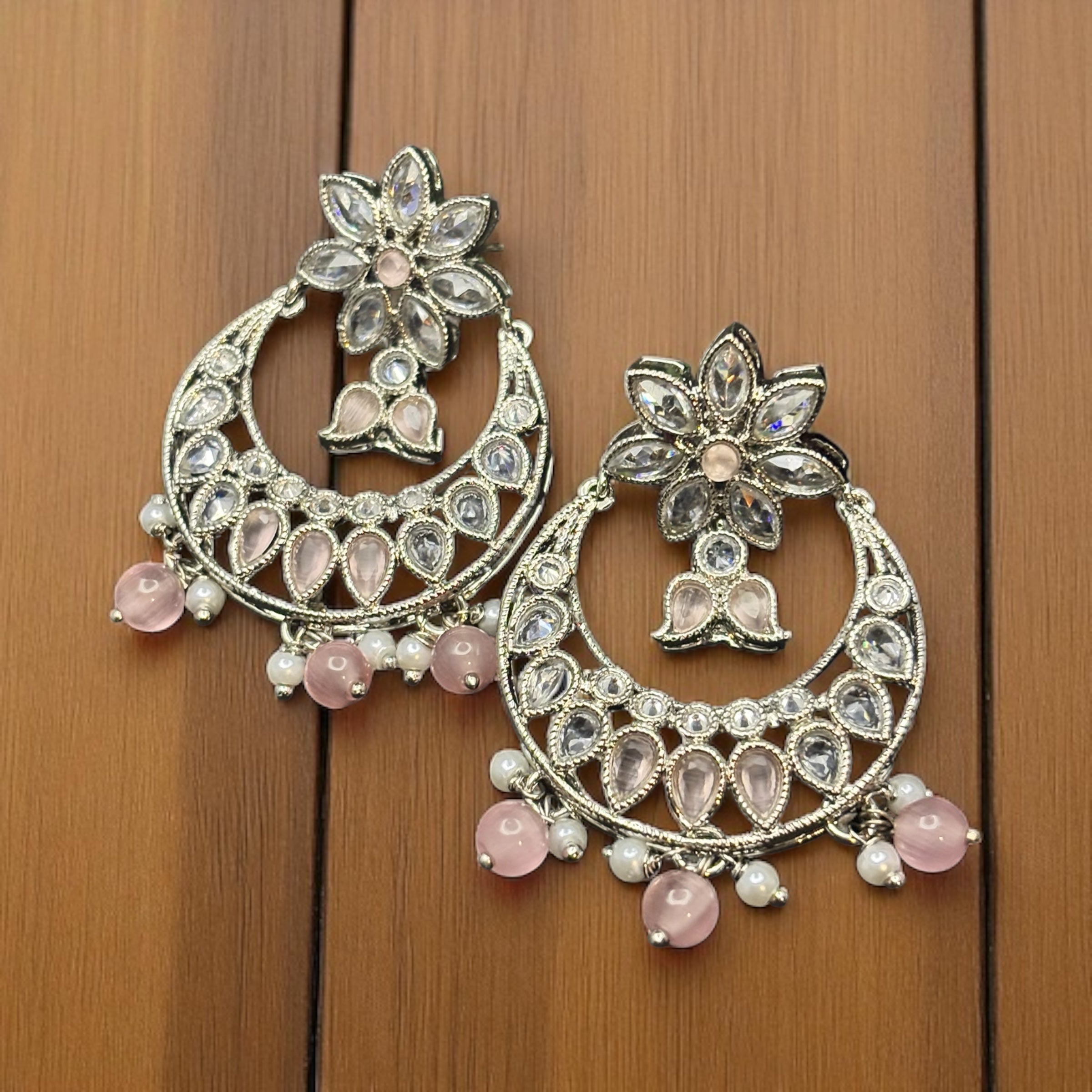 Moonlit Silver Chandbali Earrings