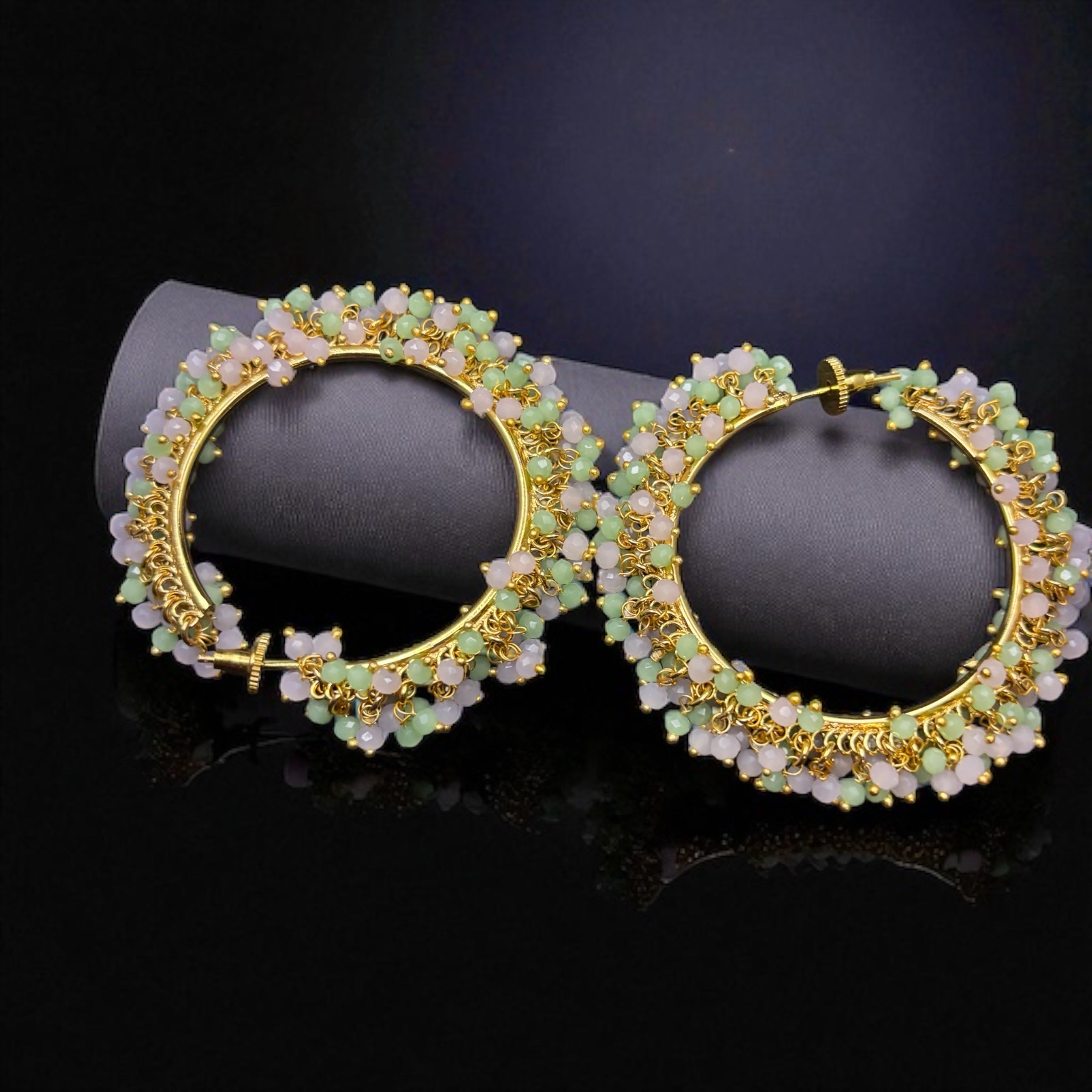 Phoolwari  Mint & Pink Colour Hoops