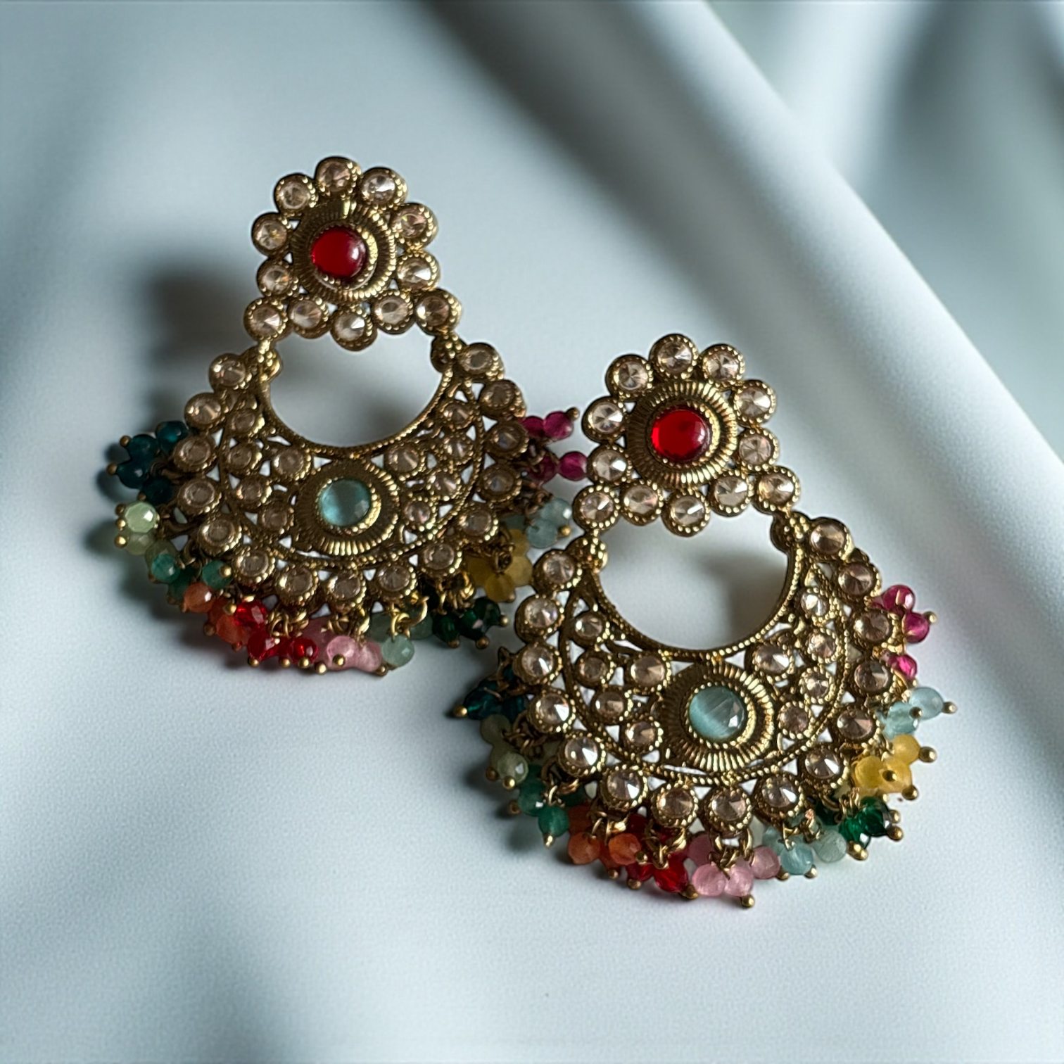 Nazakat-e-Chand Multicolour Chandbali Earrings