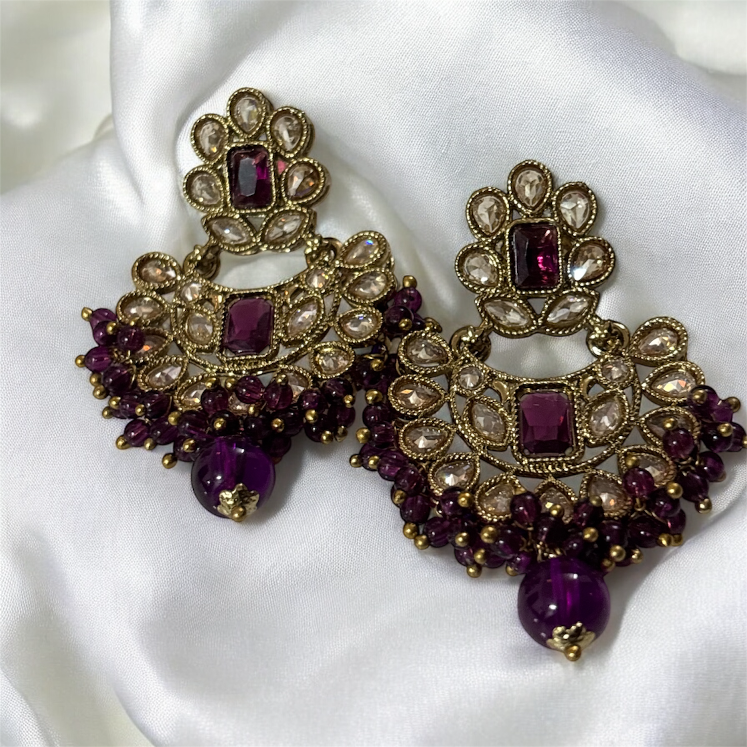 IndraDhanush Rani Pink Chandbali Earrings