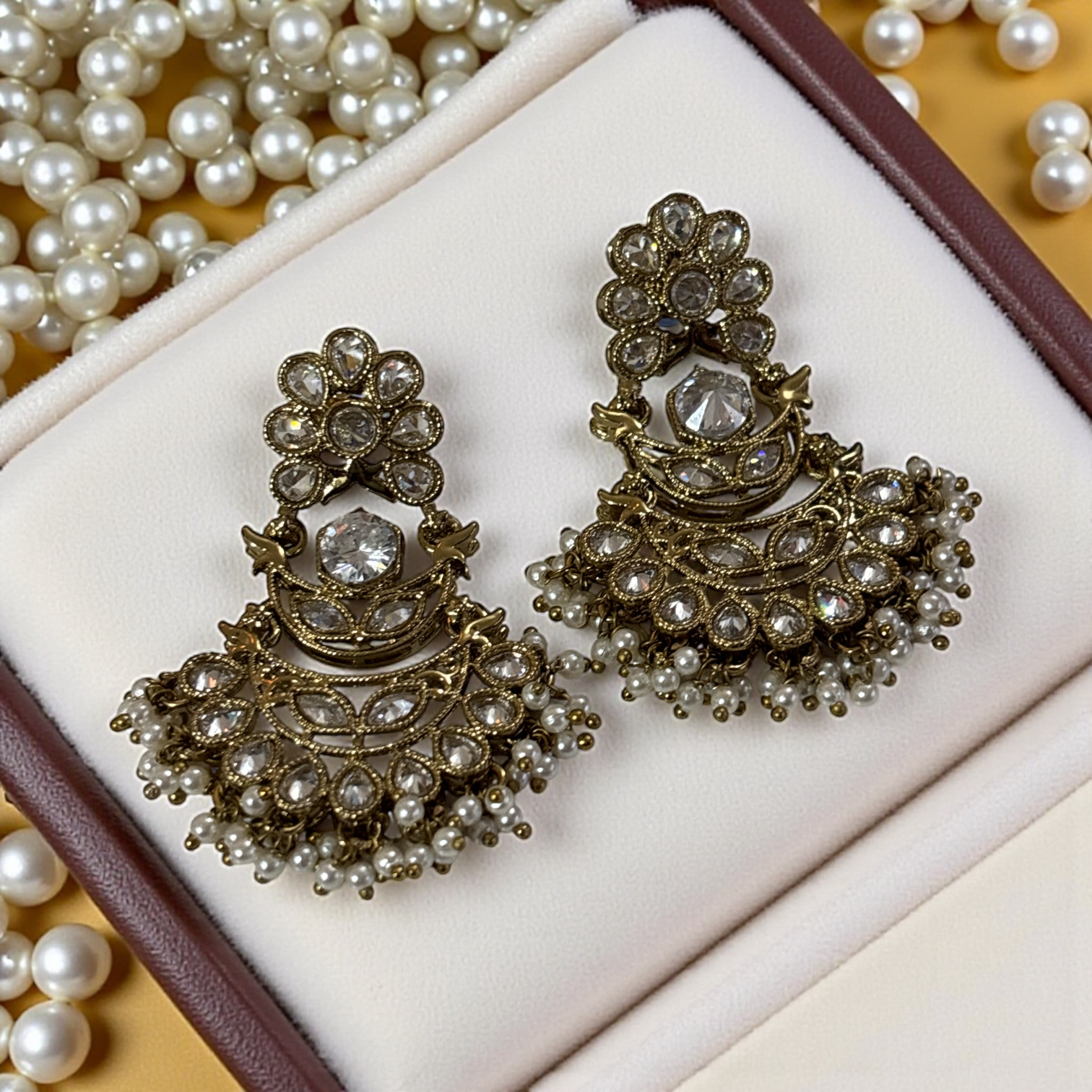 Golden Aura Chandbali Earrings