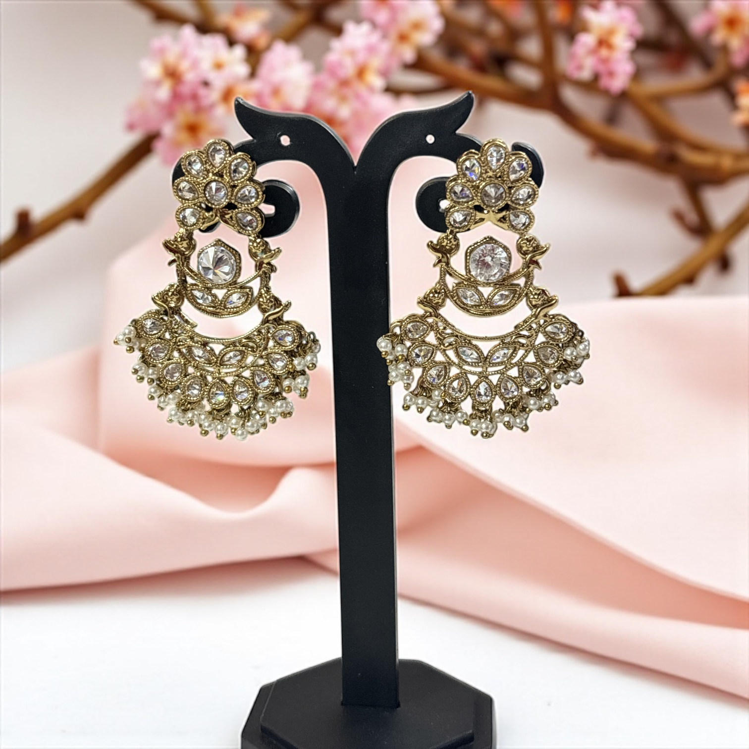 Golden Aura Chandbali Earrings